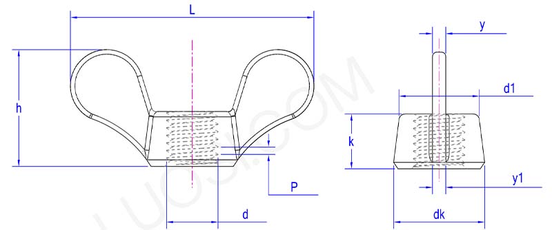Carbon steel metric round wing nuts parameter